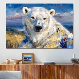 Golden Arctic Polar Bear Portrait - Neal Hackett - NicheCanvas