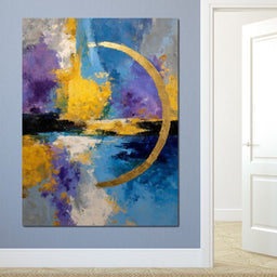 Golden Crescent Over Blue Sky - NicheCanvas