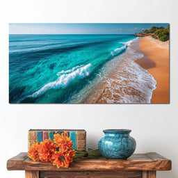Tropical Coastline Wave Wash - NicheCanvas
