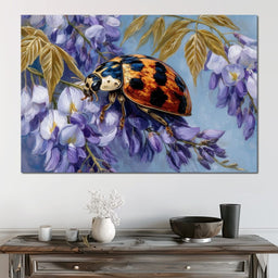 Ladybug On Wisteria Bloom - NicheCanvas