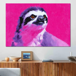 Vivid Magenta Sloth Portrait - NicheCanvas