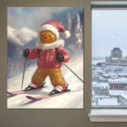 Gingerbread Skier Winter Joy - NicheCanvas