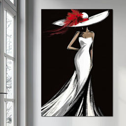 The White Dress -  Elegant Nocturne Silhouette - NicheCanvas