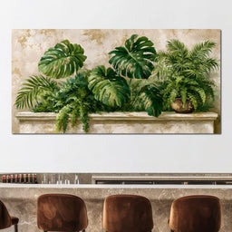 Sun Dappled Foliage On A Plaster Ledge - NicheCanvas