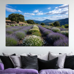 Lavender Fields Mountain Sky - NicheCanvas