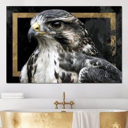 Golden Frame Falcon Portrait - NicheCanvas
