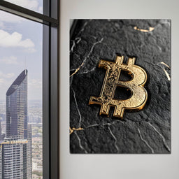 Golden Bitcoin Luxe Marble Icon - NicheCanvas