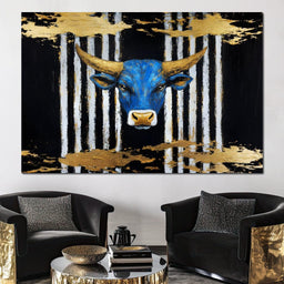 Golden Bull Radiance in Forest - Alicia Smith - NicheCanvas