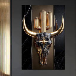 Golden Bull Skull Desert Icon - NicheCanvas