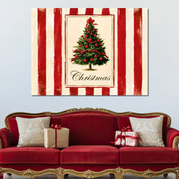 Holiday Tidings On Candy Cane Stripes - NicheCanvas
