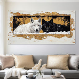 Wolves in Snow - NicheCanvas