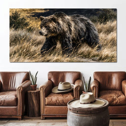 Solitary Wanderer Through The Golden Grass - NicheCanvas