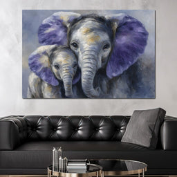 Tender Elephant Family Portrait - NicheCanvas