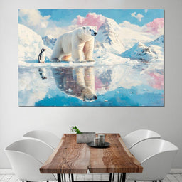 Polar Bears Companions Reflected - NicheCanvas