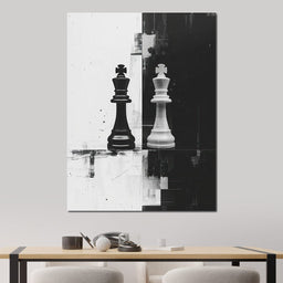 Strategic Chess Duel in Monochrome - NicheCanvas