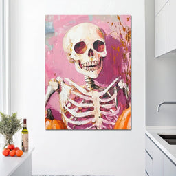 Pink Grin Skeleton Harvest - NicheCanvas