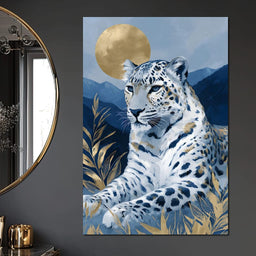 Golden Moon Snow Leopard Calm - NicheCanvas