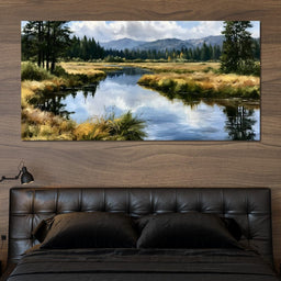 Silent Waters Reflecting Mountain Clouds - NicheCanvas