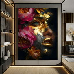Golden Petal Portrait Radiance - NicheCanvas