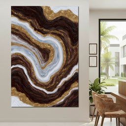 Gilded Marble River Flow - NicheCanvas