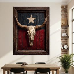 Texas Longhorn Lone Star Barnwood - NicheCanvas