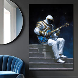 Celestial Guitarist on Lunar Steps - NicheCanvas