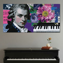 Classical Piano Pink Flowers - NicheCanvas