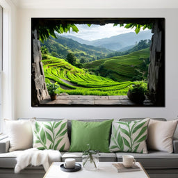 Terraced Valley Morning Glow - NicheCanvas