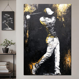 Golf Profile in Black - NicheCanvas