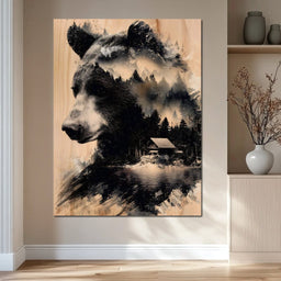 Bear Forest Cabin Reflections - NicheCanvas