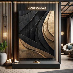 Grey and Gold Wooden Waves 004 - Johanjjf - NicheCanvas
