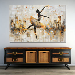 Dancer's Leap Through Gold - NicheCanvas
