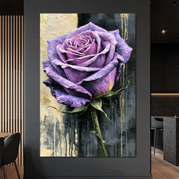 Midnight Petals Against Gilded Shadows - NicheCanvas
