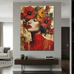 Golden Radiant Floral Muse - NicheCanvas