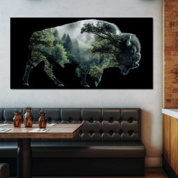 Bison Forest Spirit Silhouette - NicheCanvas