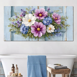 Rustic Pastel Cottage Flowers - NicheCanvas