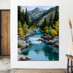 Alpine River Evergreen Peaks - NicheCanvas