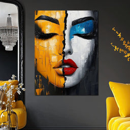 Dual Tones Modern Portrait Face - NicheCanvas