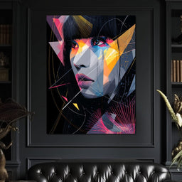 Neon Prism Portrait of Muse - NicheCanvas
