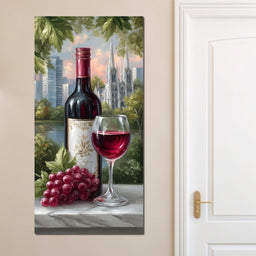 Wine Reflections Cityscape Elegance - NicheCanvas