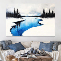 Winter Tranquility by the Lake - NicheCanvas