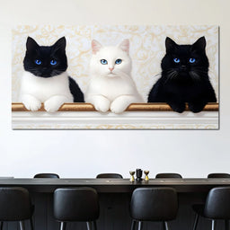 Trio of Curious Feline Friends - NicheCanvas