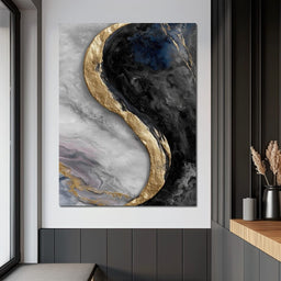 Gilded Moonstone Abstract Flow - NicheCanvas