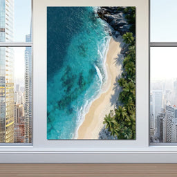 Tropical Cove Aerial Shoreline - NicheCanvas