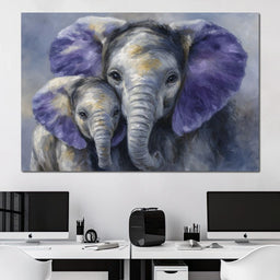 Tender Elephant Family Portrait - NicheCanvas