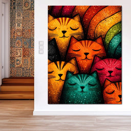 Dreamy Feline Kaleidoscope - NicheCanvas