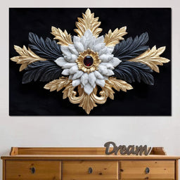 Baroque Marble Gold Ruby Emblem - NicheCanvas