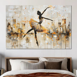 Dancer's Leap Through Gold - NicheCanvas