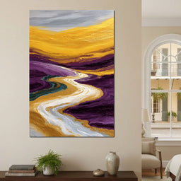 Golden River Through Violet Dunes - NicheCanvas