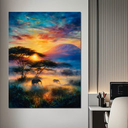 Kilimanjaro Dawn Elephant Path - NicheCanvas